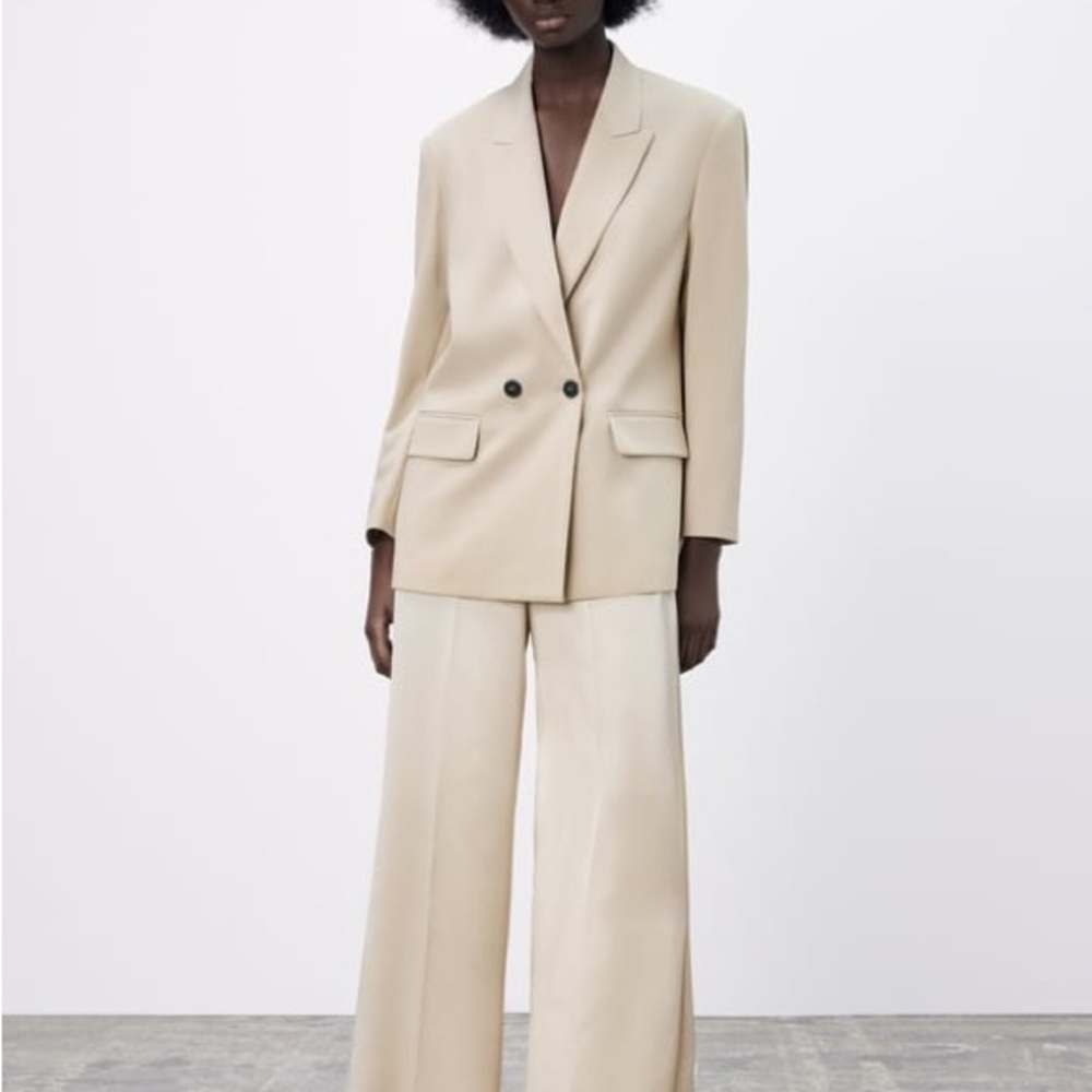 ZARA Oversized Double Breasted Jacket- Cream- XS